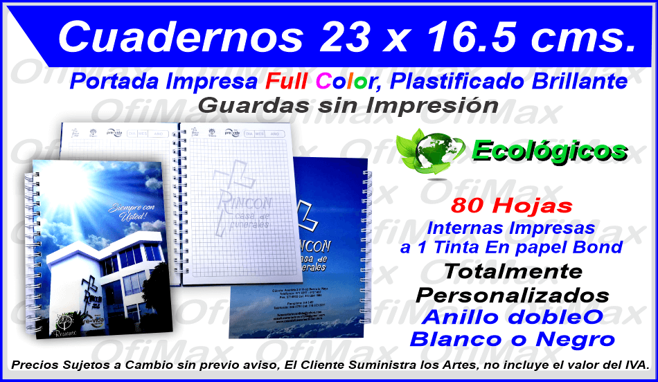 cuadernos publicitarios para empresas 23x16 , bogota, colombia